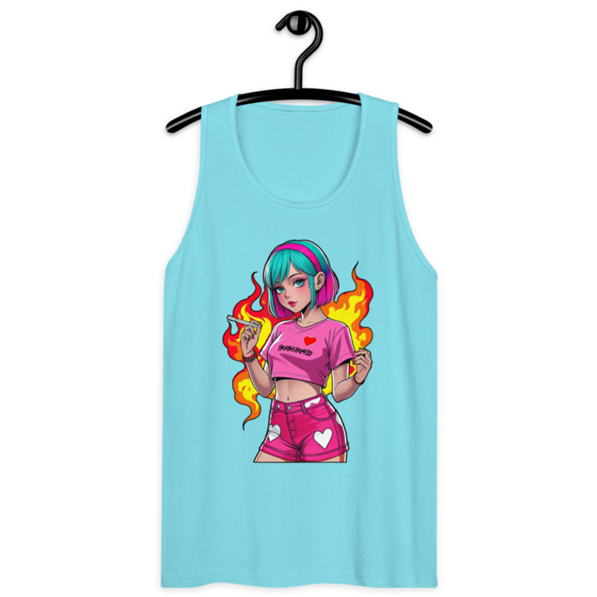 Anime Vape Girl – Men’s premium tank top — pacific blue