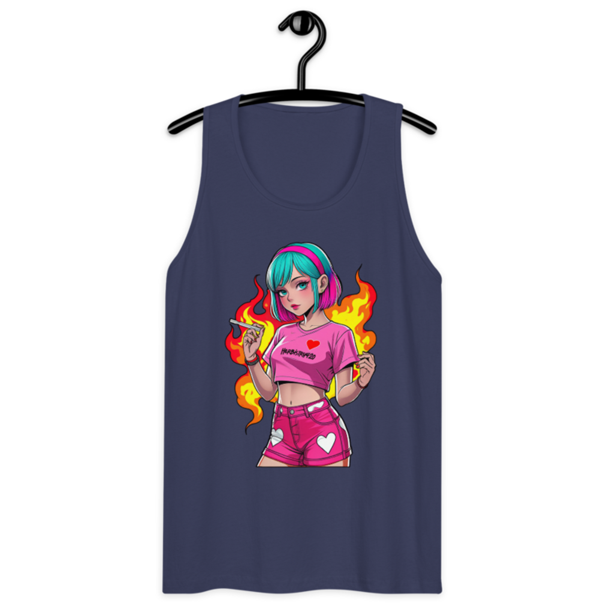 Anime Vape Girl – Men’s premium tank top — harbor blue