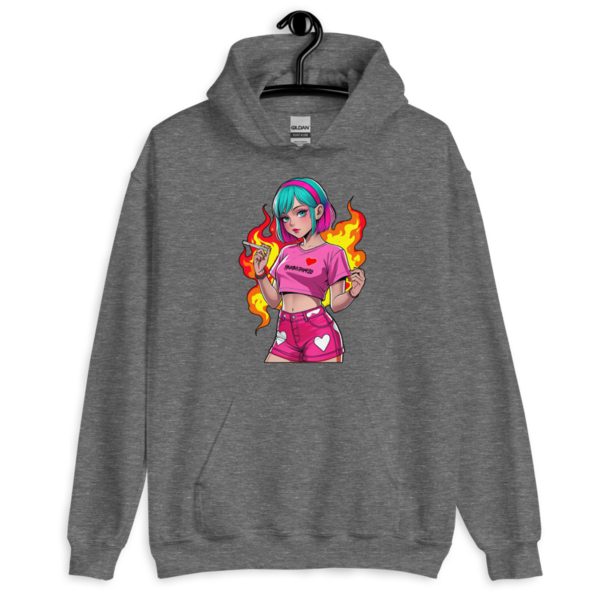 Anime Vape Girl – Unisex Hoodie — graphite heather