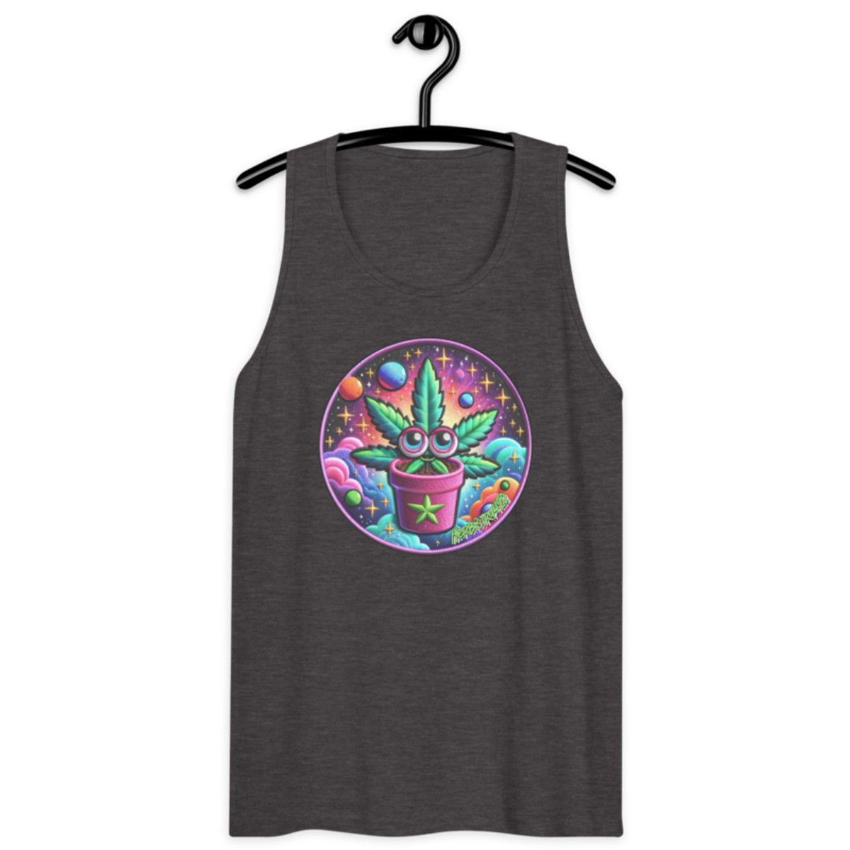 Space Plant – Men’s premium tank top — charcoal heather