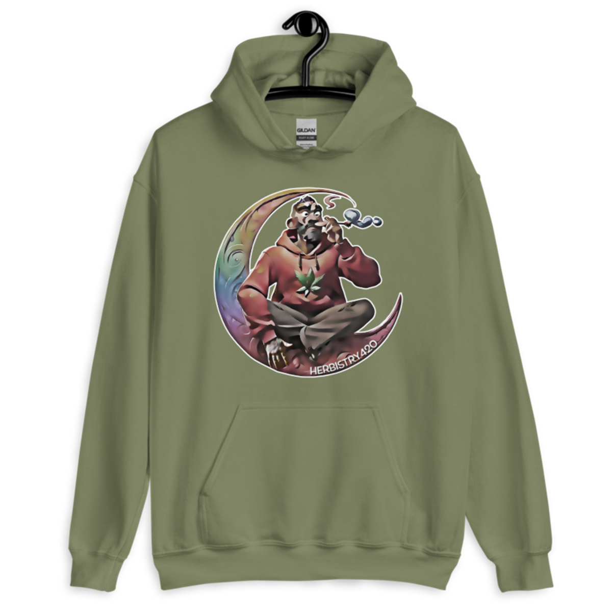 Smoking on the Moon – Unisex Hoodie — military green