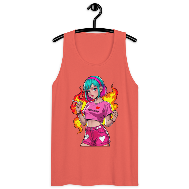 Anime Vape Girl – Men’s premium tank top — coral