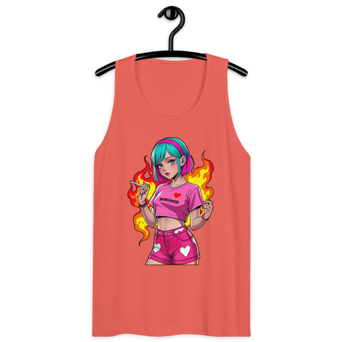 Anime Vape Girl – Men’s premium tank top — coral
