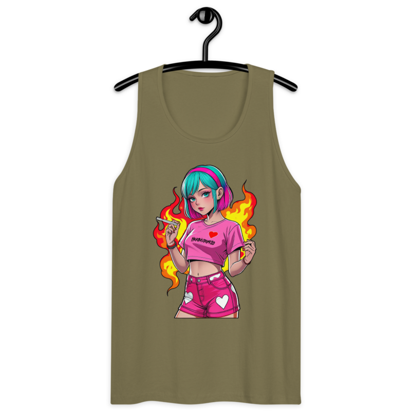 Anime Vape Girl – Men’s premium tank top — military green