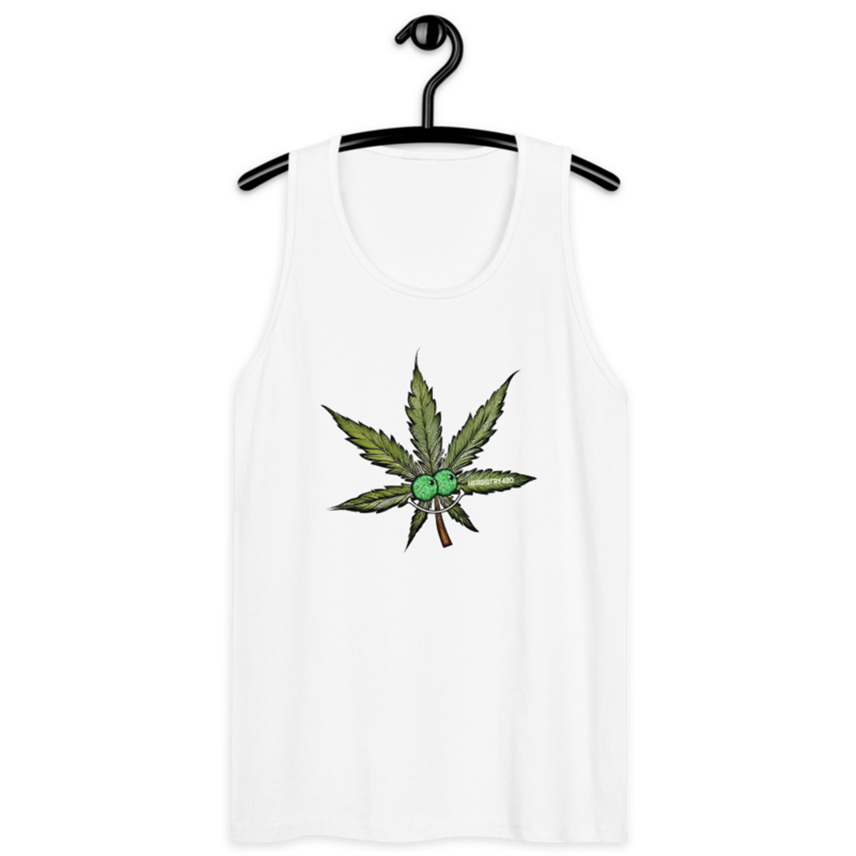 Happy Leaf – Men’s premium tank top — white