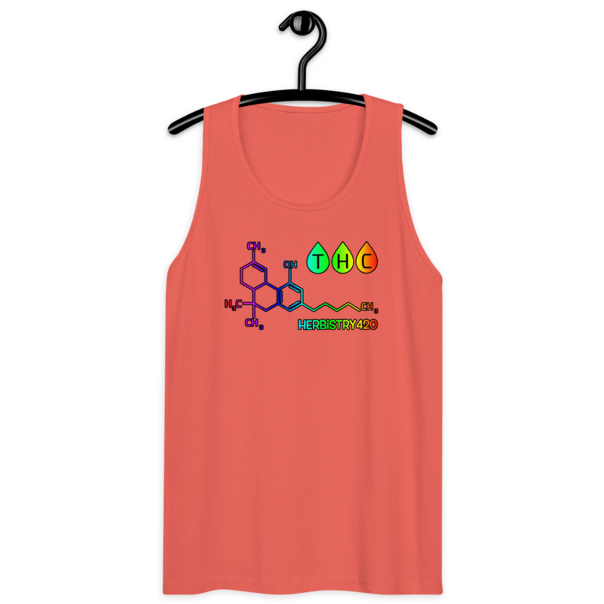 THC Molecule – Men’s premium tank top — coral