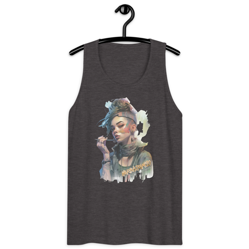 SteamPunk Girl 2 – Men’s premium tank top — charcoal heather