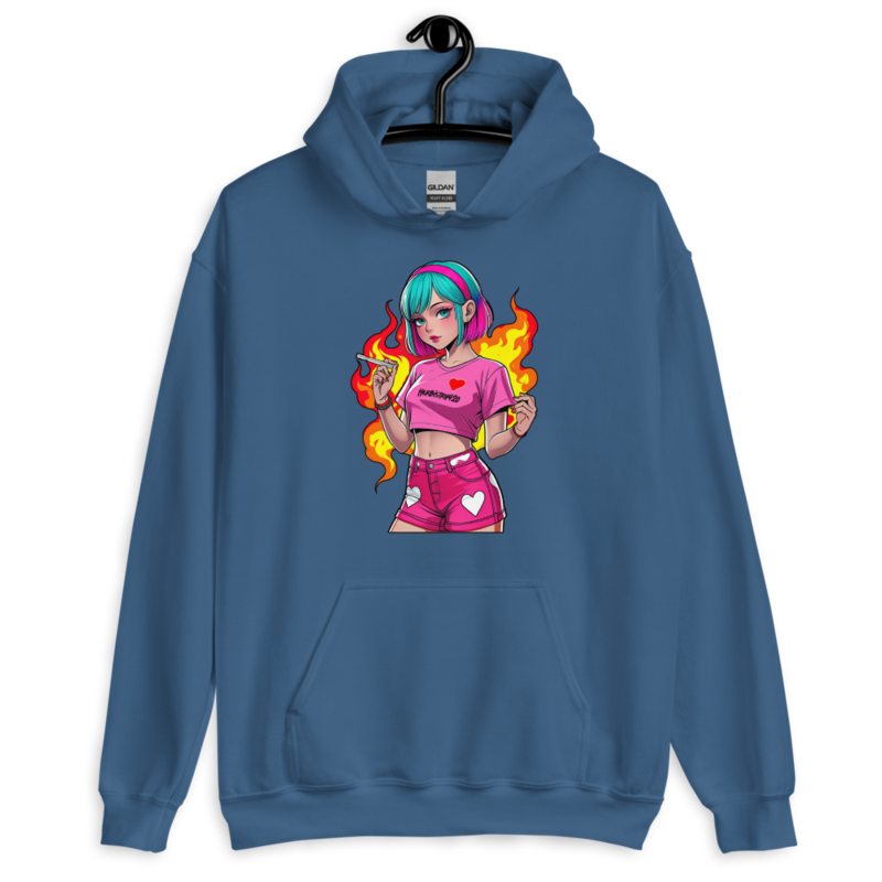 Anime Vape Girl – Unisex Hoodie — indigo blue