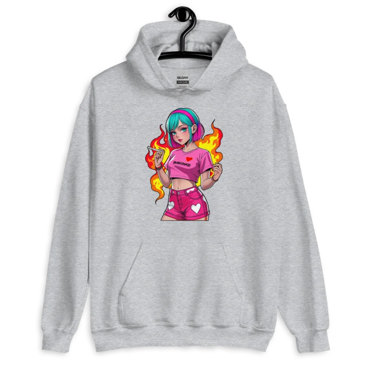 Anime Vape Girl – Unisex Hoodie — sport grey