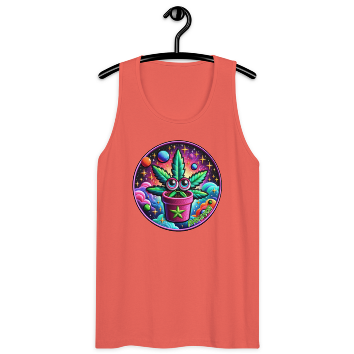 Space Plant – Men’s premium tank top — coral