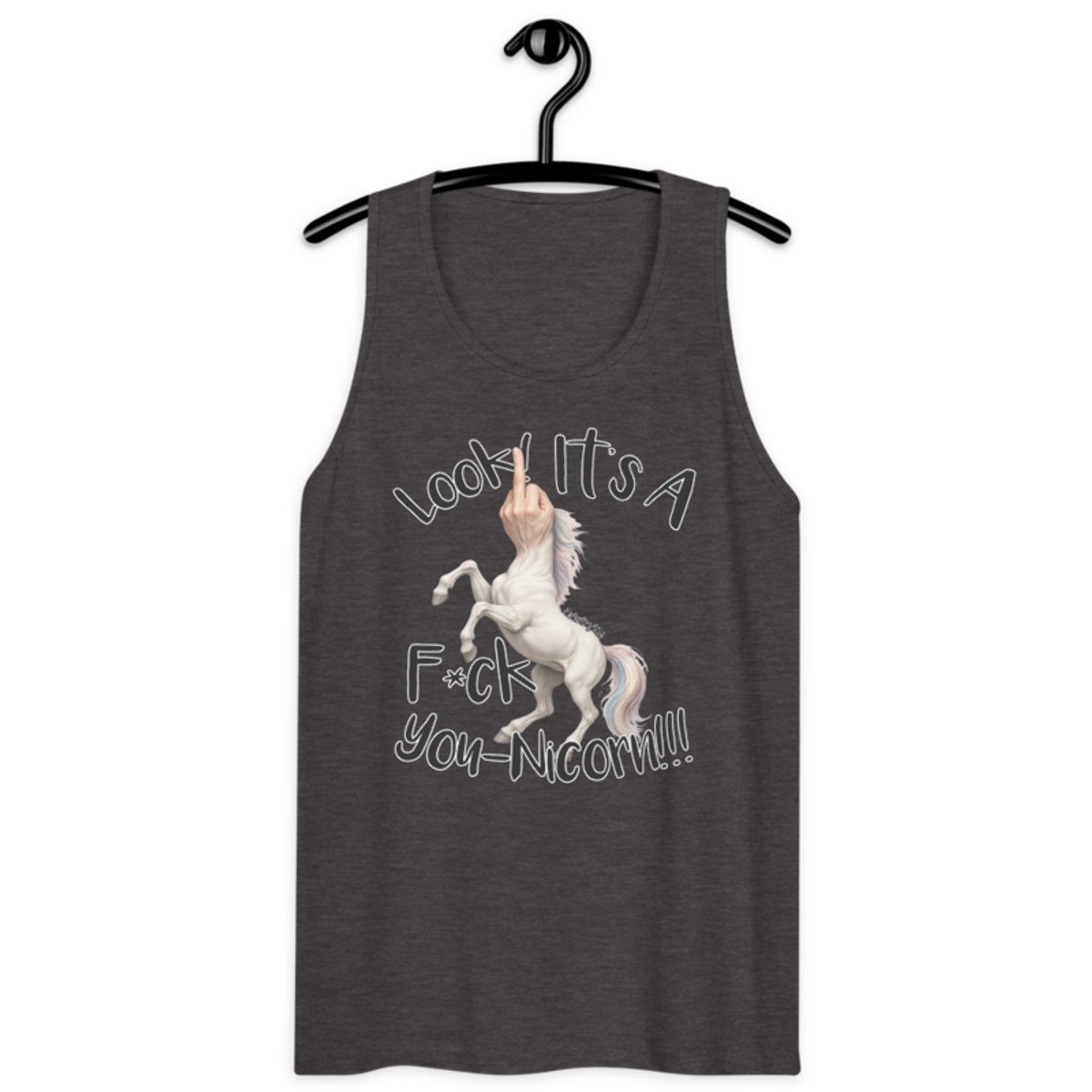 F•ck Unicorn – Men’s premium tank top — charcoal heather