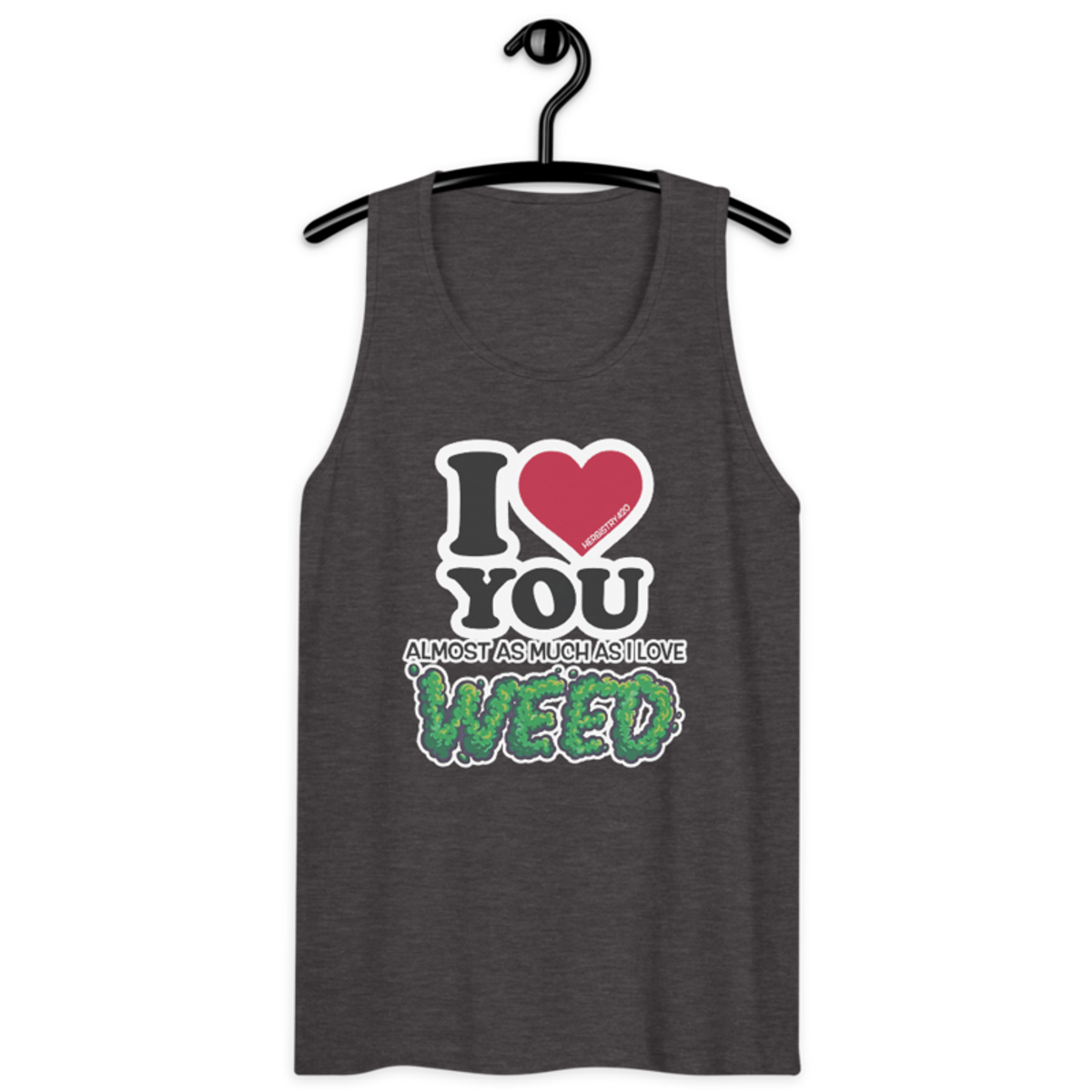 I Love You Almost – Men’s premium tank top — charcoal heather