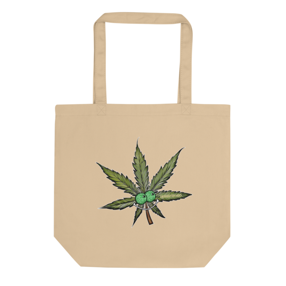 Happy Leaf – Eco Tote Bag — oyster