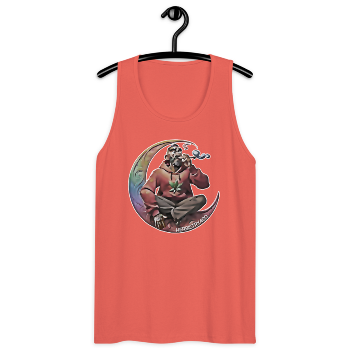 Smoking On The Moon – Men’s premium tank top — coral
