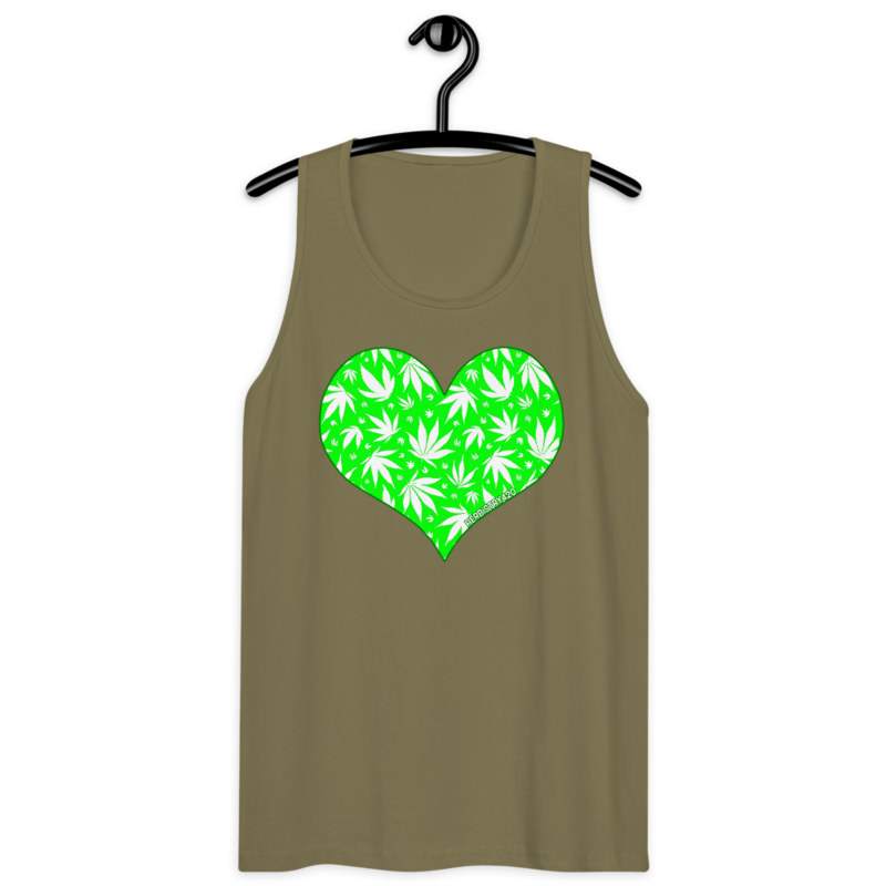 Love Weed – Men’s premium tank top — military green