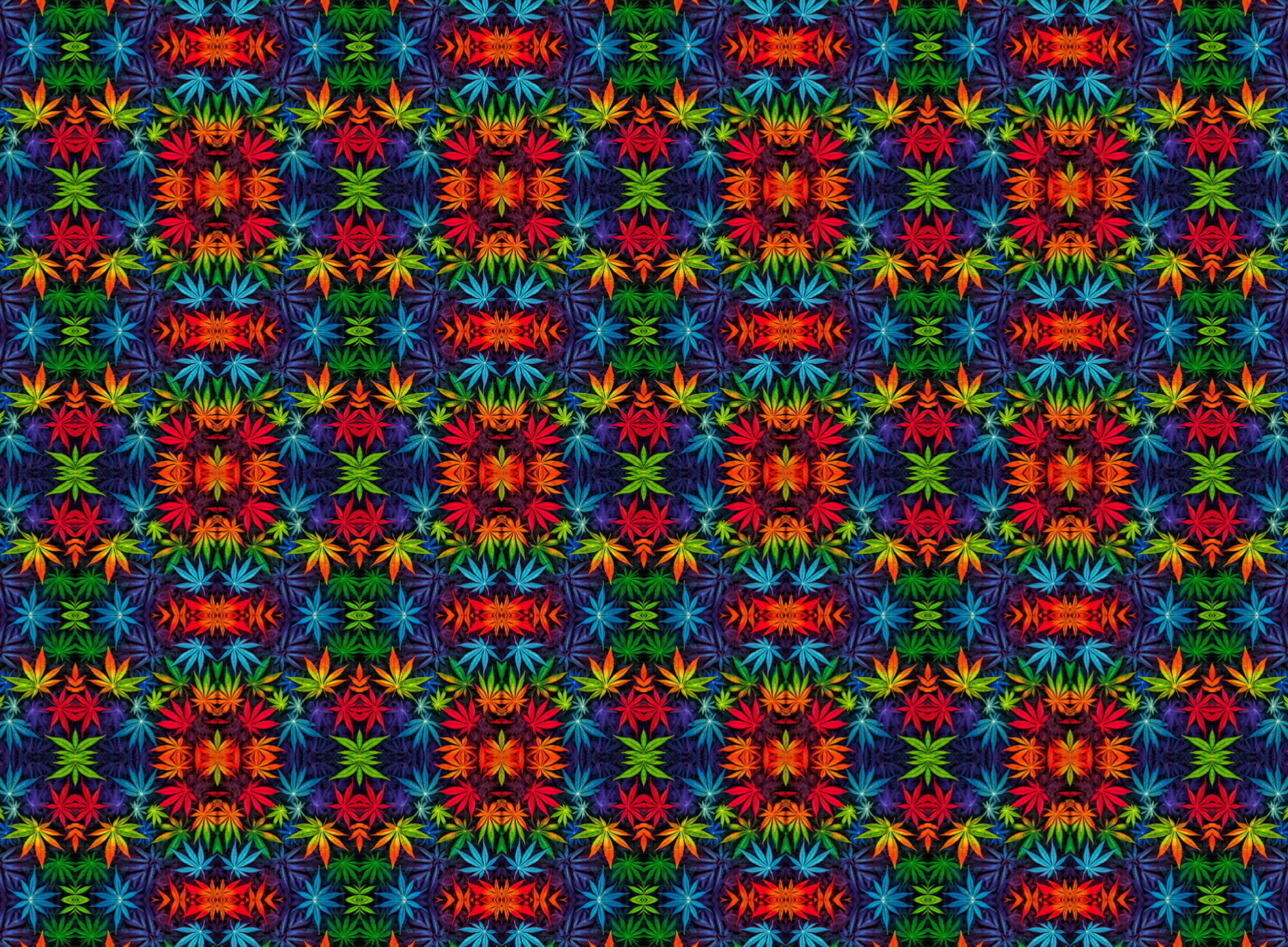 Colorful Leaves - All-over print unisex wide-leg pants — back