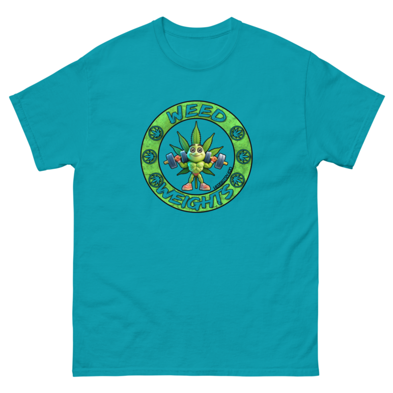 Weed & Weights – Unisex Classic Tee — tropical blue