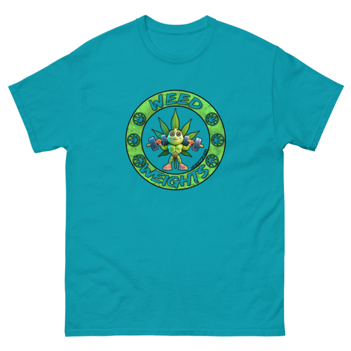 Weed & Weights – Unisex Classic Tee — tropical blue