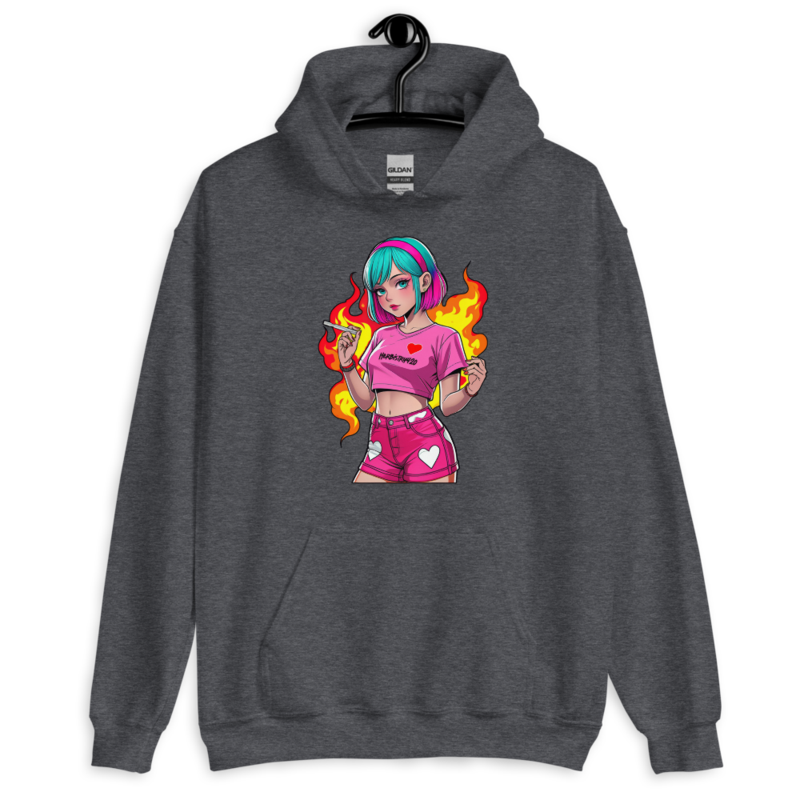 Anime Vape Girl – Unisex Hoodie — dark heather