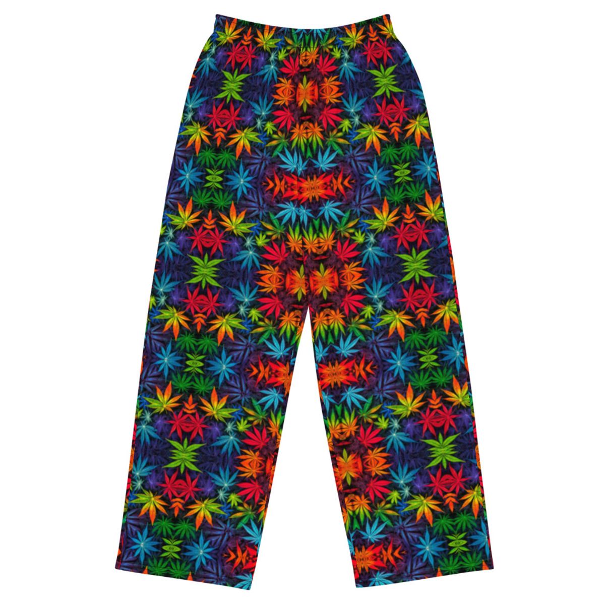 Colorful Leaves - All-over print unisex wide-leg pants — front
