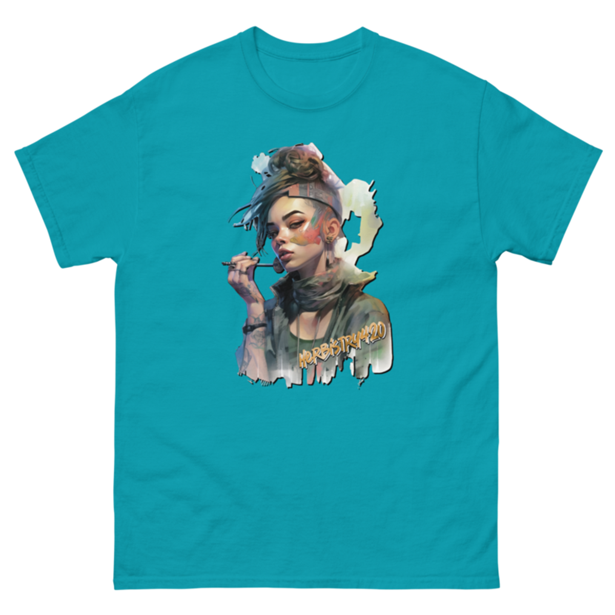 Steampunk Girl 2 – Unisex Classic Tee — tropical blue