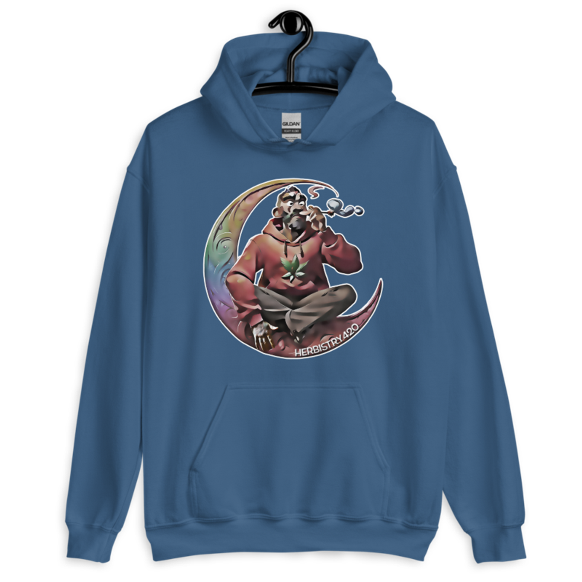 Smoking on the Moon – Unisex Hoodie — indigo blue