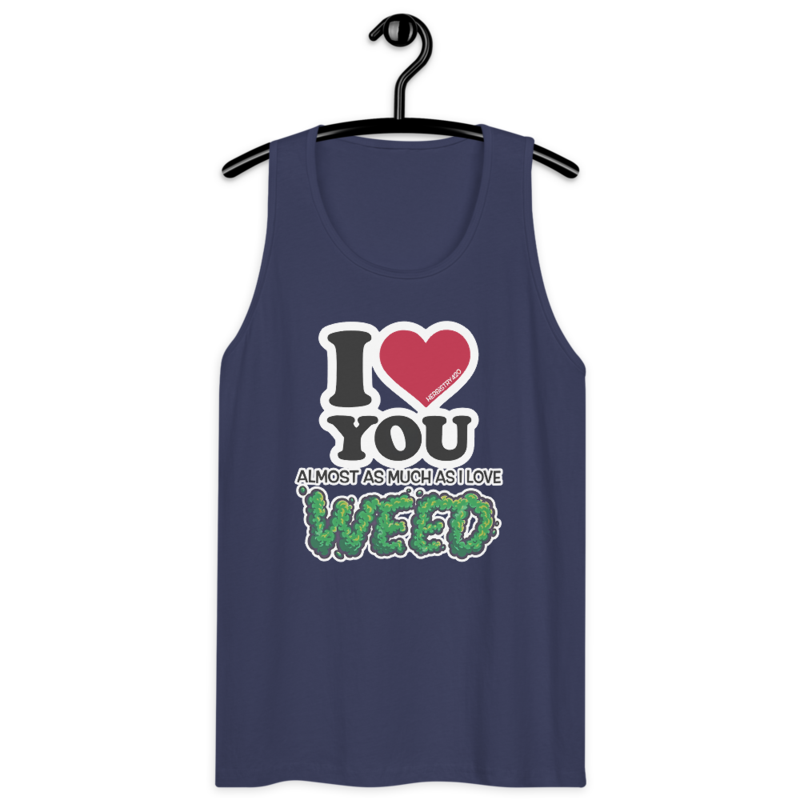 I Love You Almost – Men’s premium tank top — harbor blue
