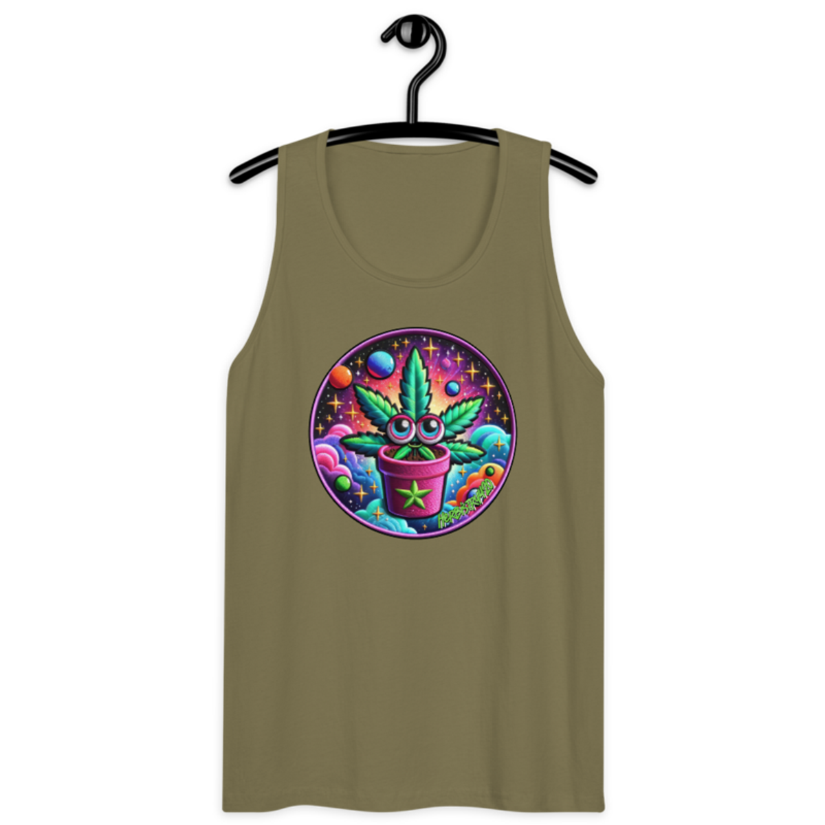 Space Plant – Men’s premium tank top — military green