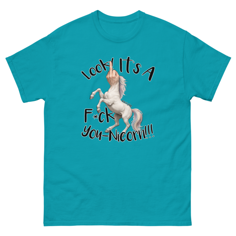 F•ck Unicorn – Unisex classic tee — tropical blue