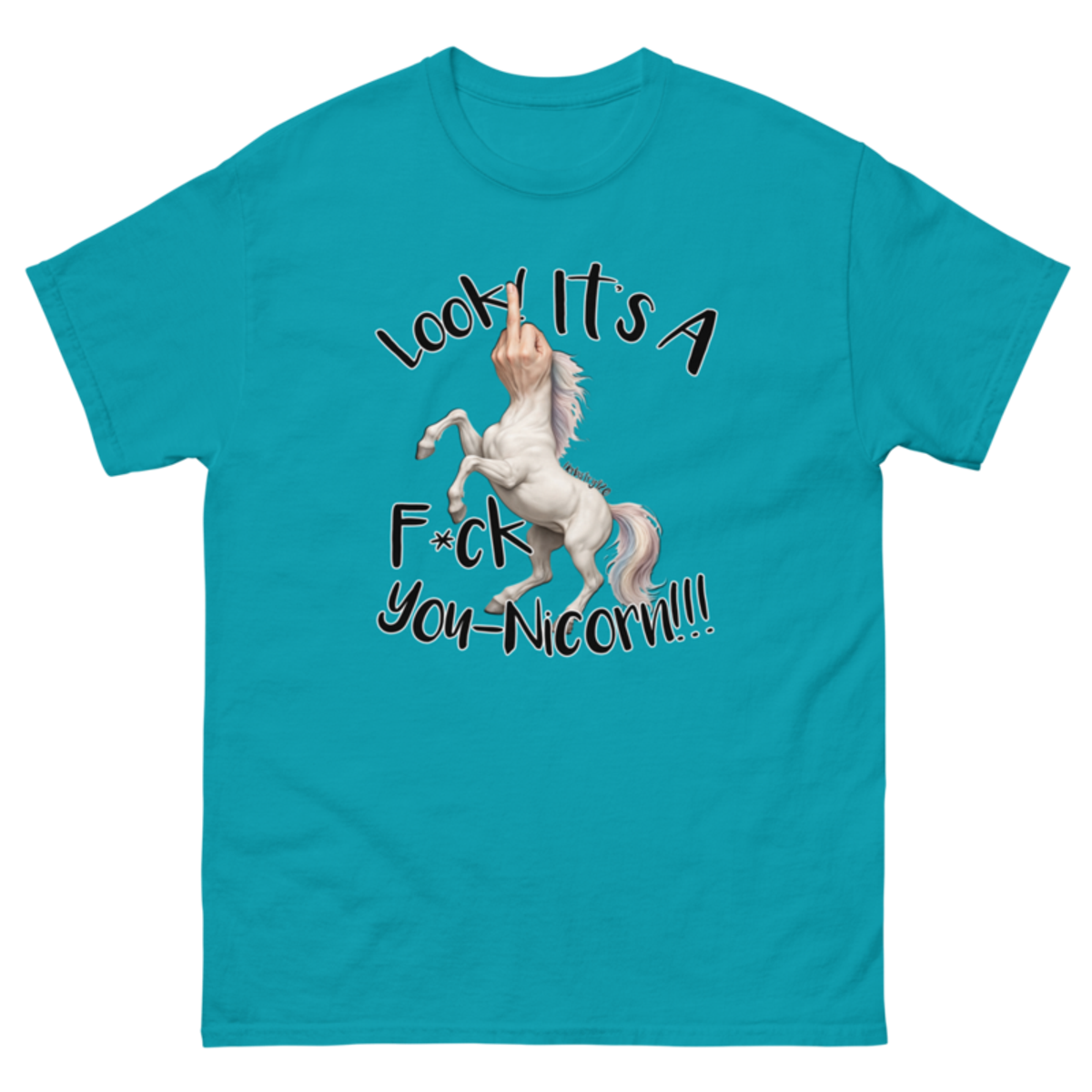 F•ck Unicorn – Unisex classic tee — tropical blue
