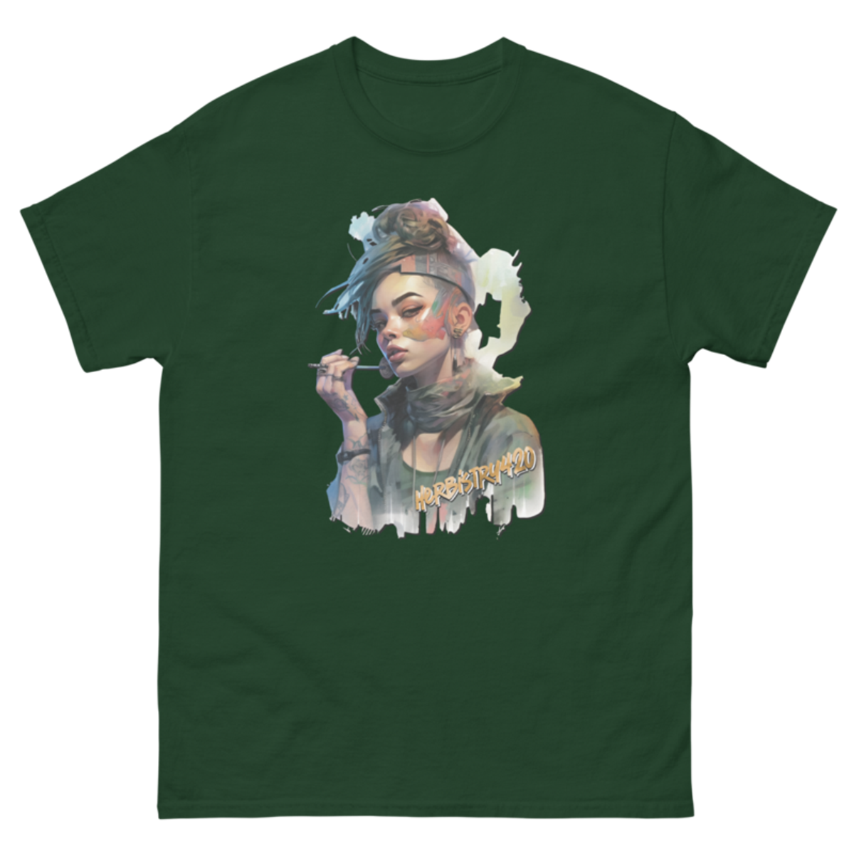 Steampunk Girl 2 – Unisex Classic Tee — forest green