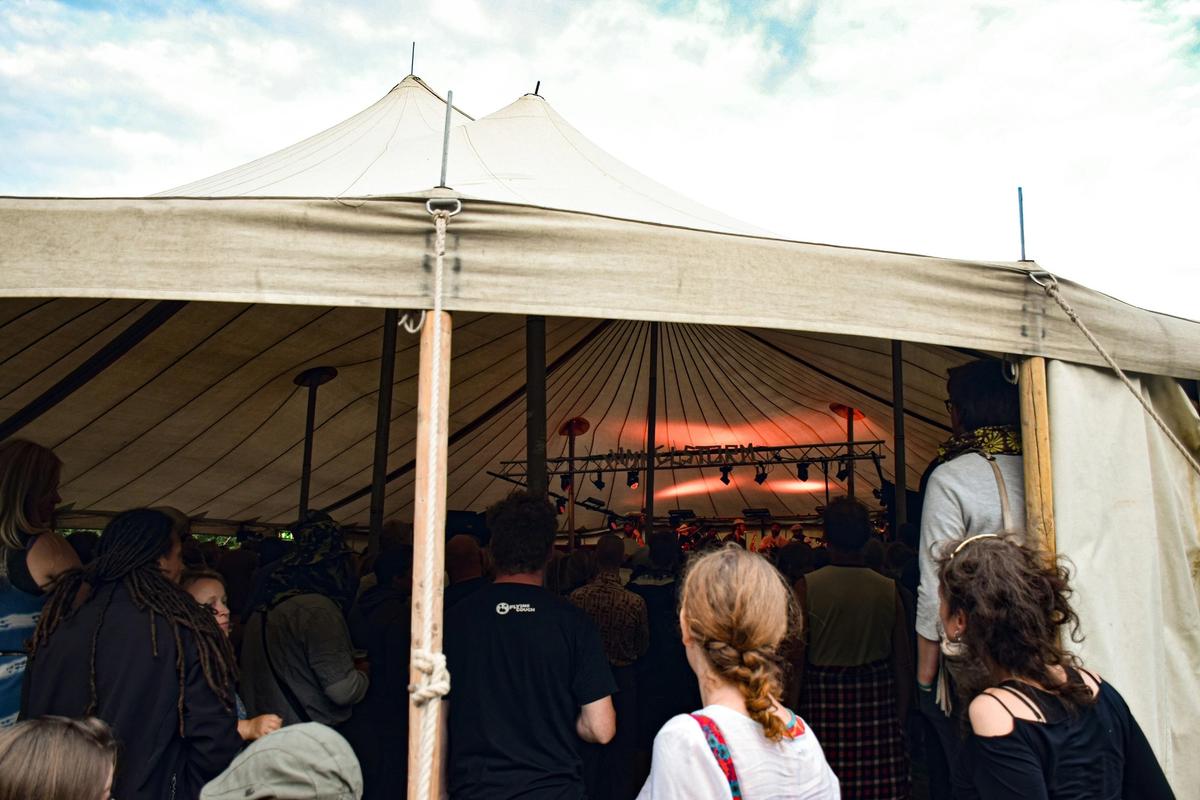 backyard party in the tent
