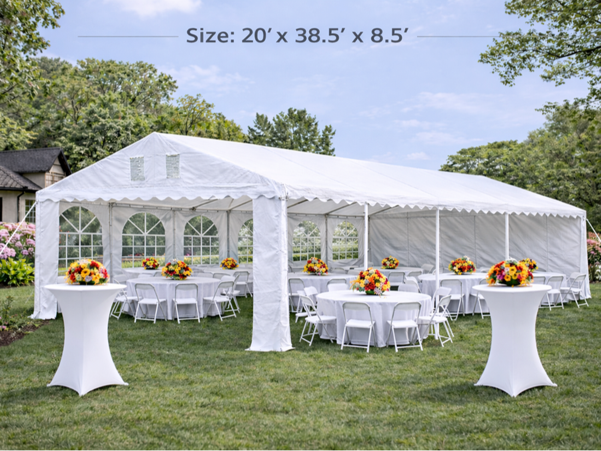 20 by 40 frame tent for large party rental package