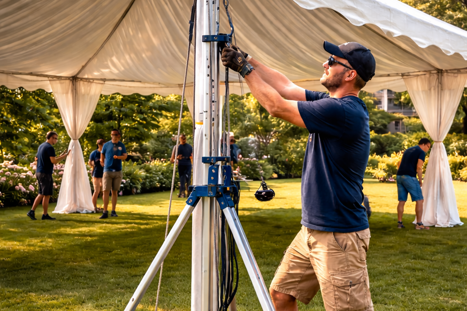 Setting up the event tent in Caldwell, NJ