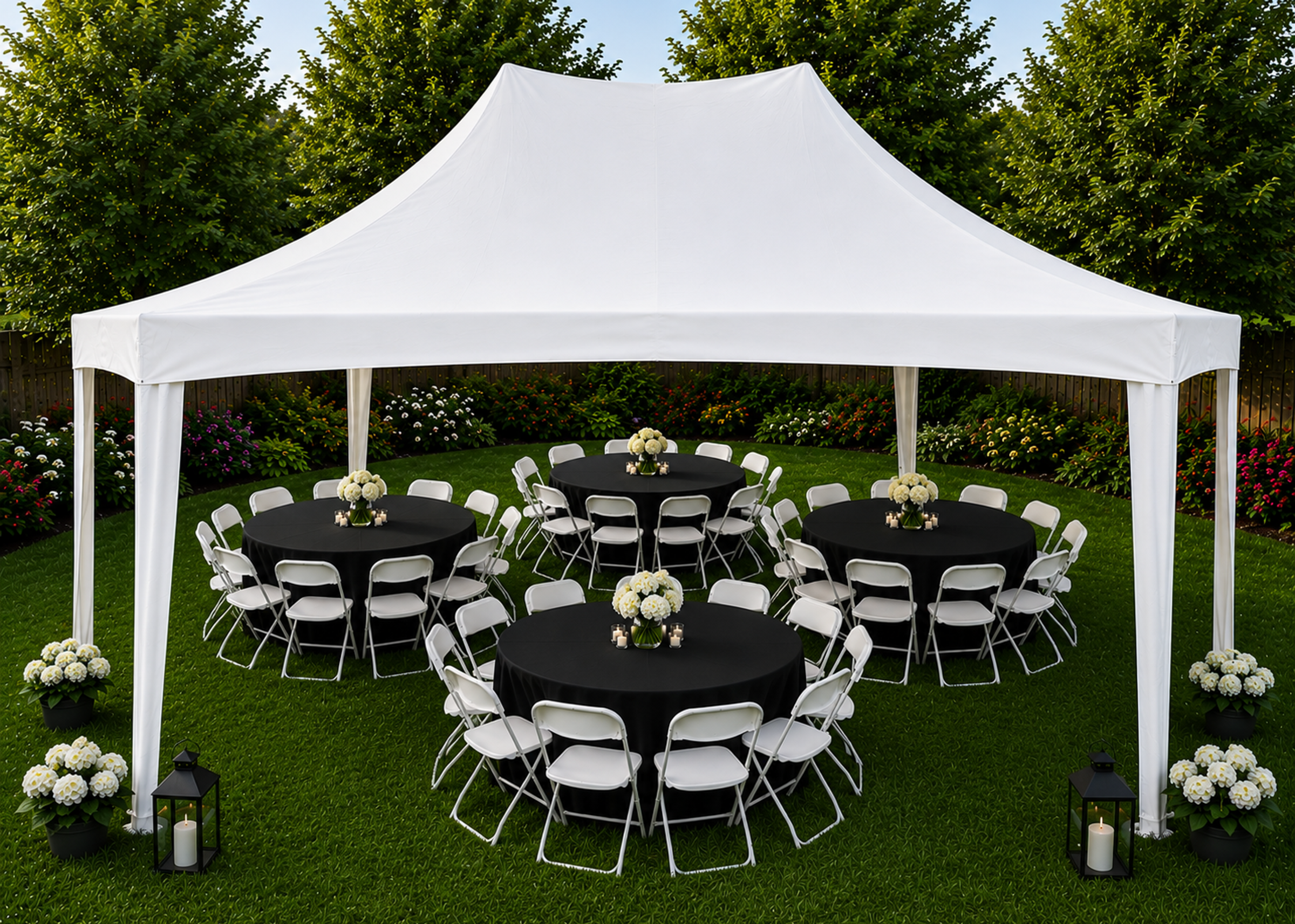 20 x 20 high peak octagonal party package