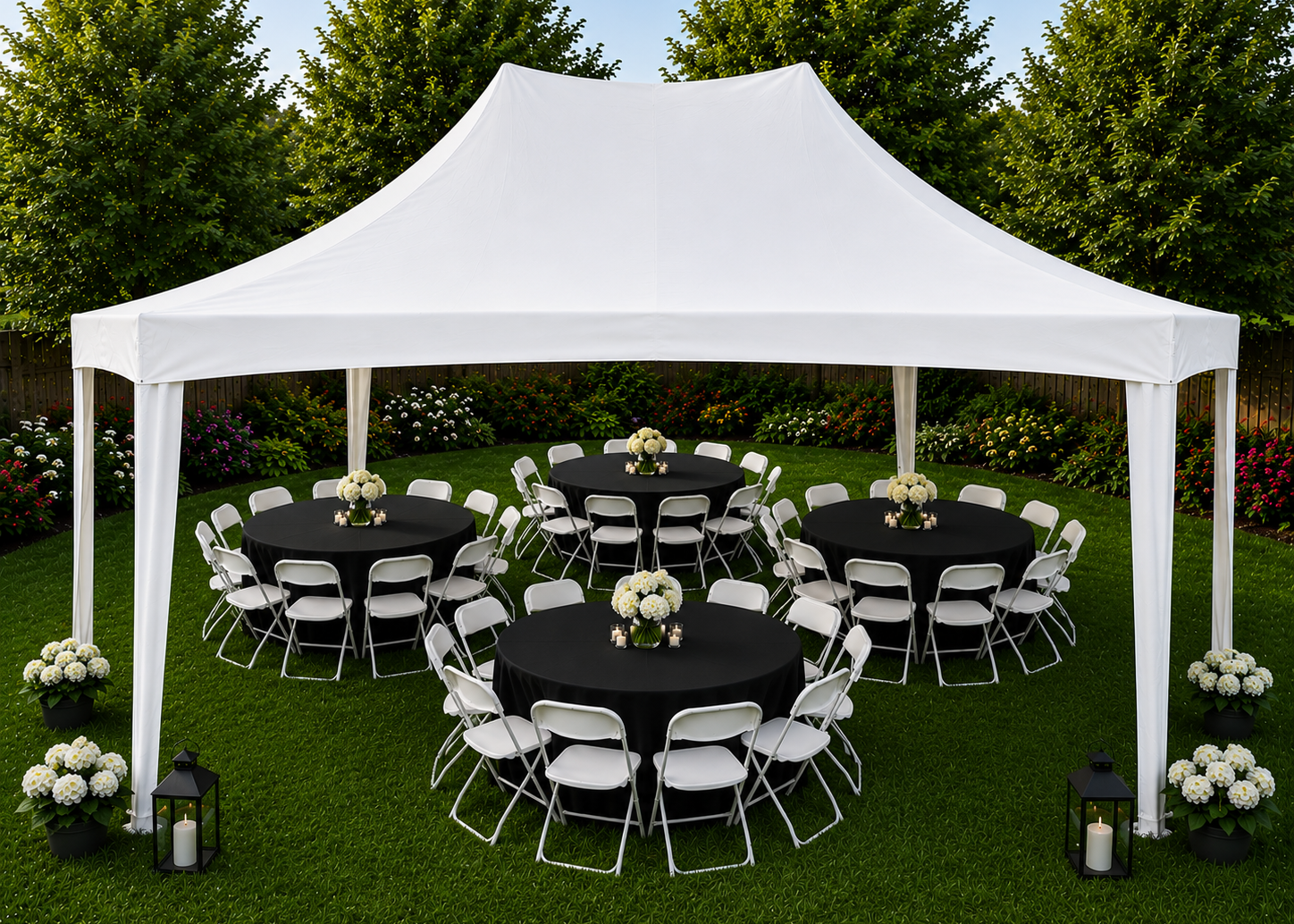 20 x 20 high peak octagonal party package