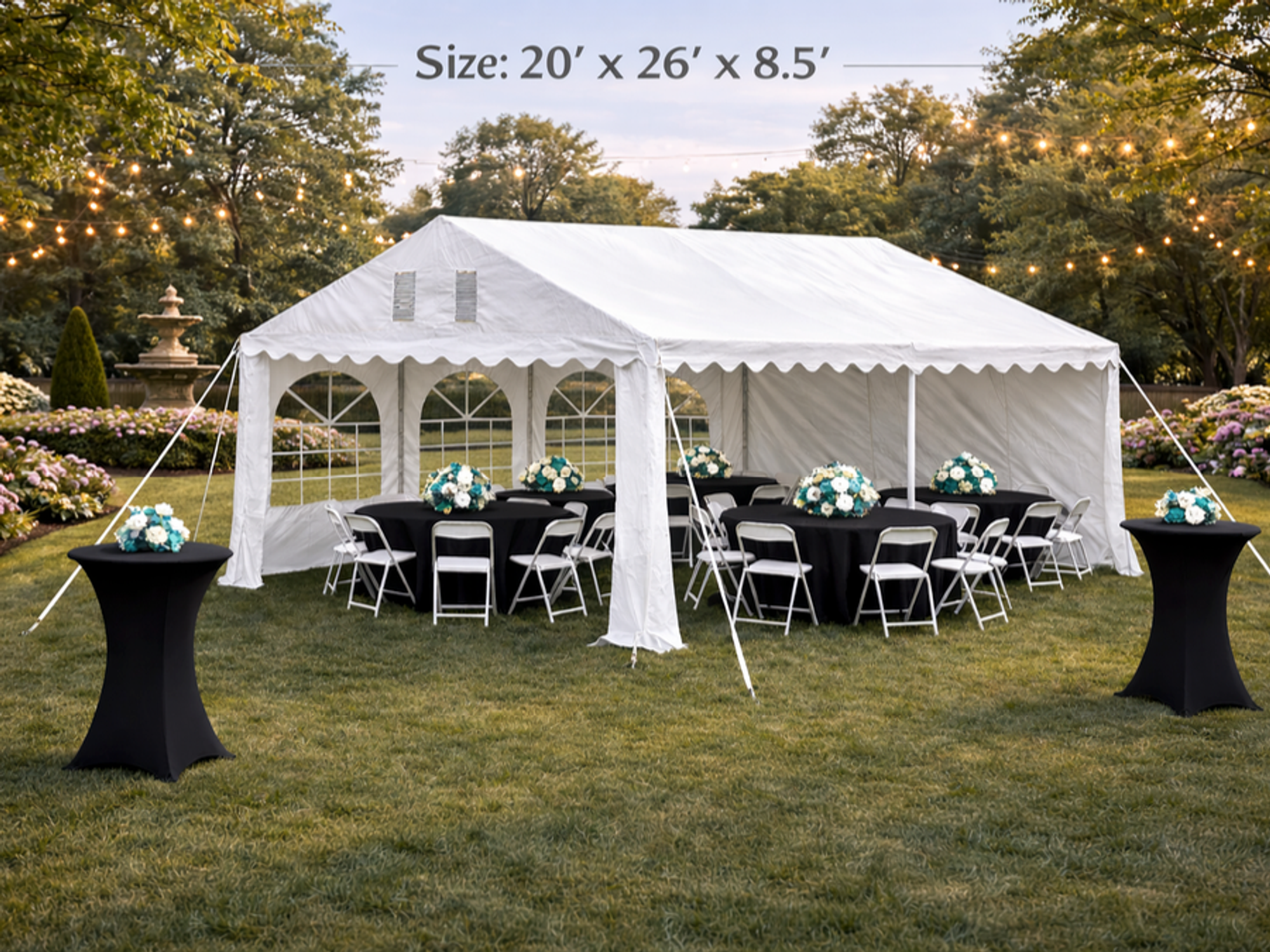 20 by 26 frame tent for medium backyard party package