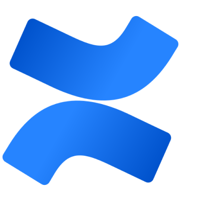 The blue logo of Confluence