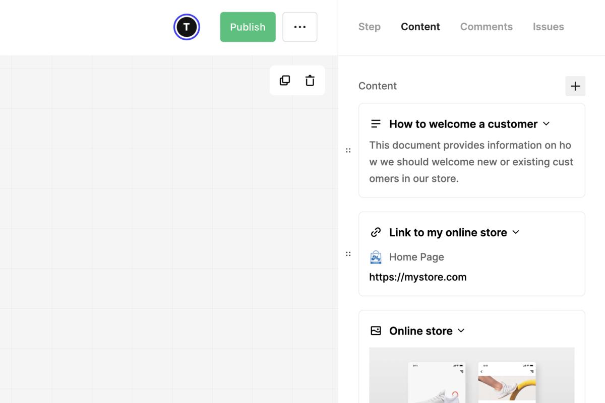 Add images, links and notes to every step with relevant content