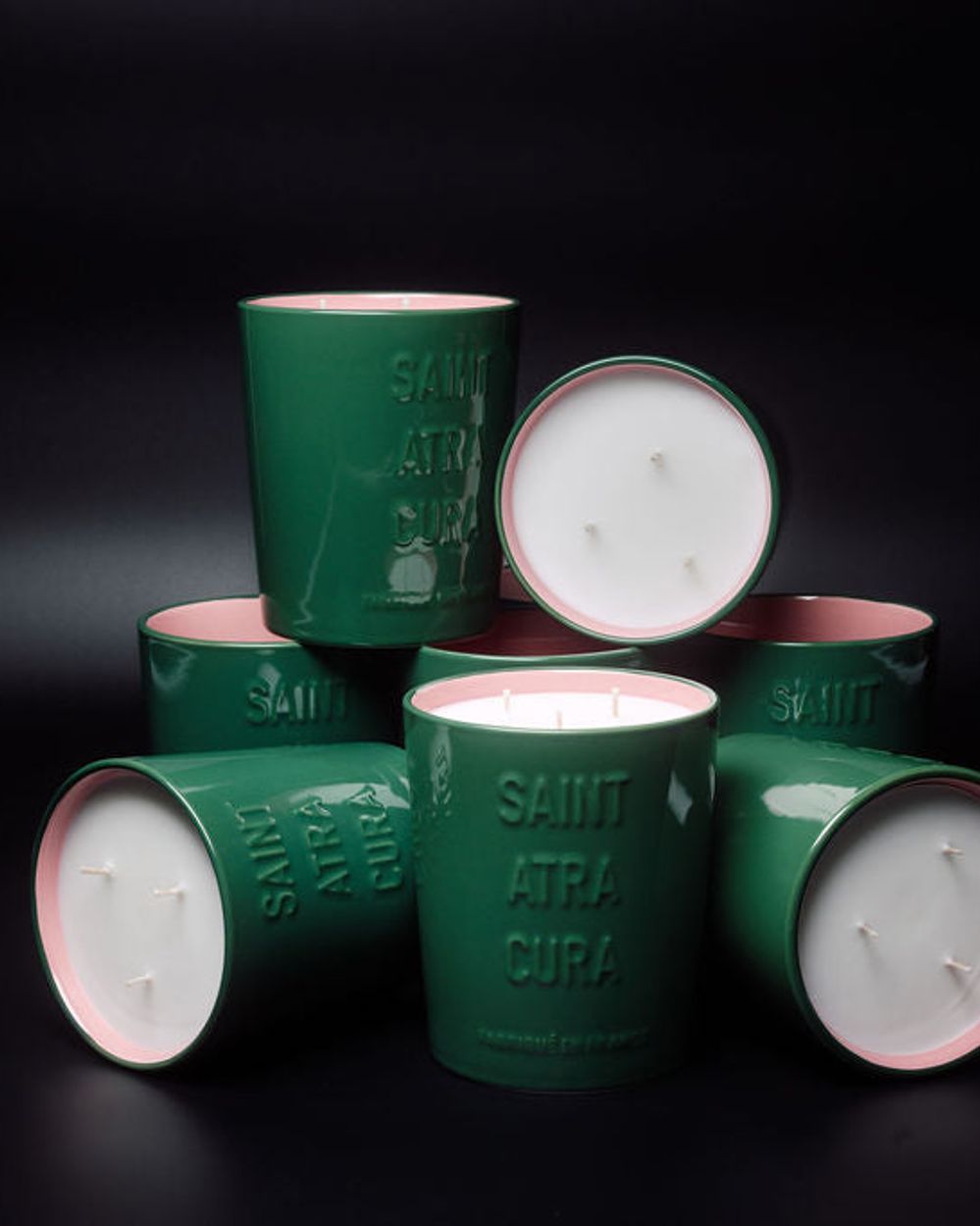 Saint Atra Cura Grande Bougie Jasmin Fleur Oranger full gloss ceramic candle, Grasse perfumers Haute-Savoie