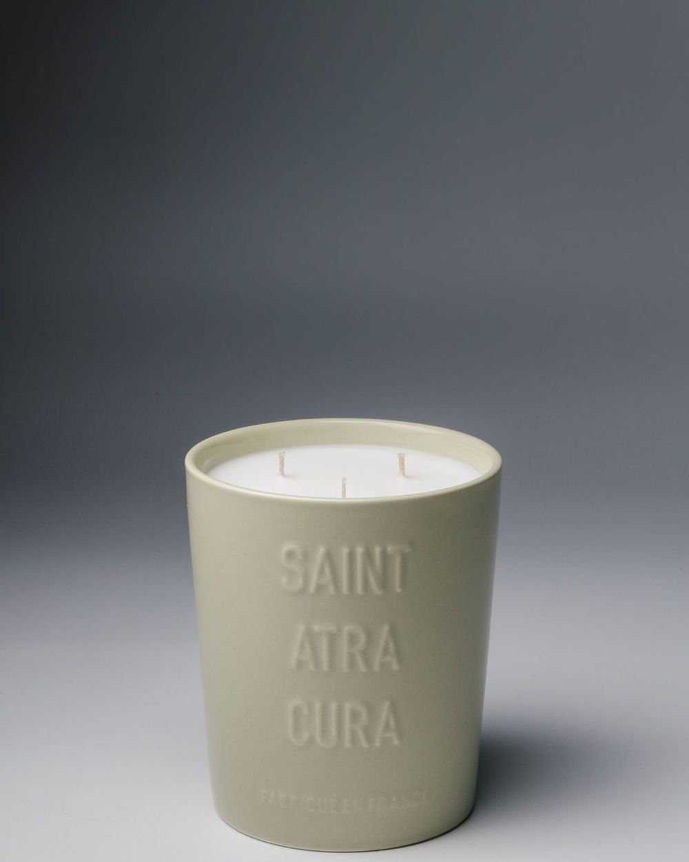 Saint Atra Cura Grande Bougie Bergamote Cyprès full gloss luxury candle, handcrafted French Alps