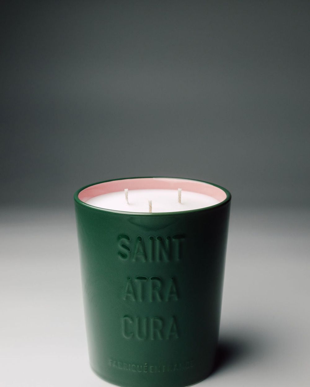 Saint Atra Cura Grande Bougie Jasmin Fleur Oranger full gloss ceramic candle, Grasse perfumers Haute-Savoie