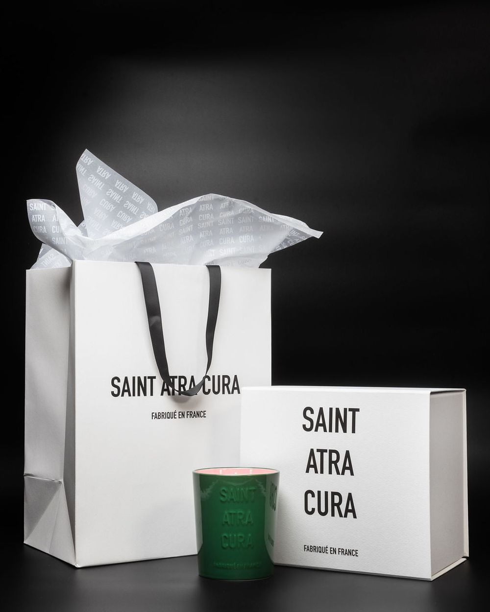 Saint Atra Cura Grande Bougie Jasmin Fleur Oranger full gloss ceramic candle, Grasse perfumers Haute-Savoie