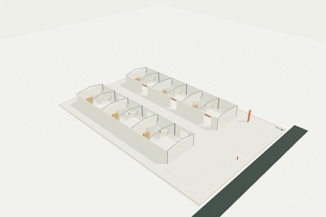 Industrial estate, 6 × 300 m² units