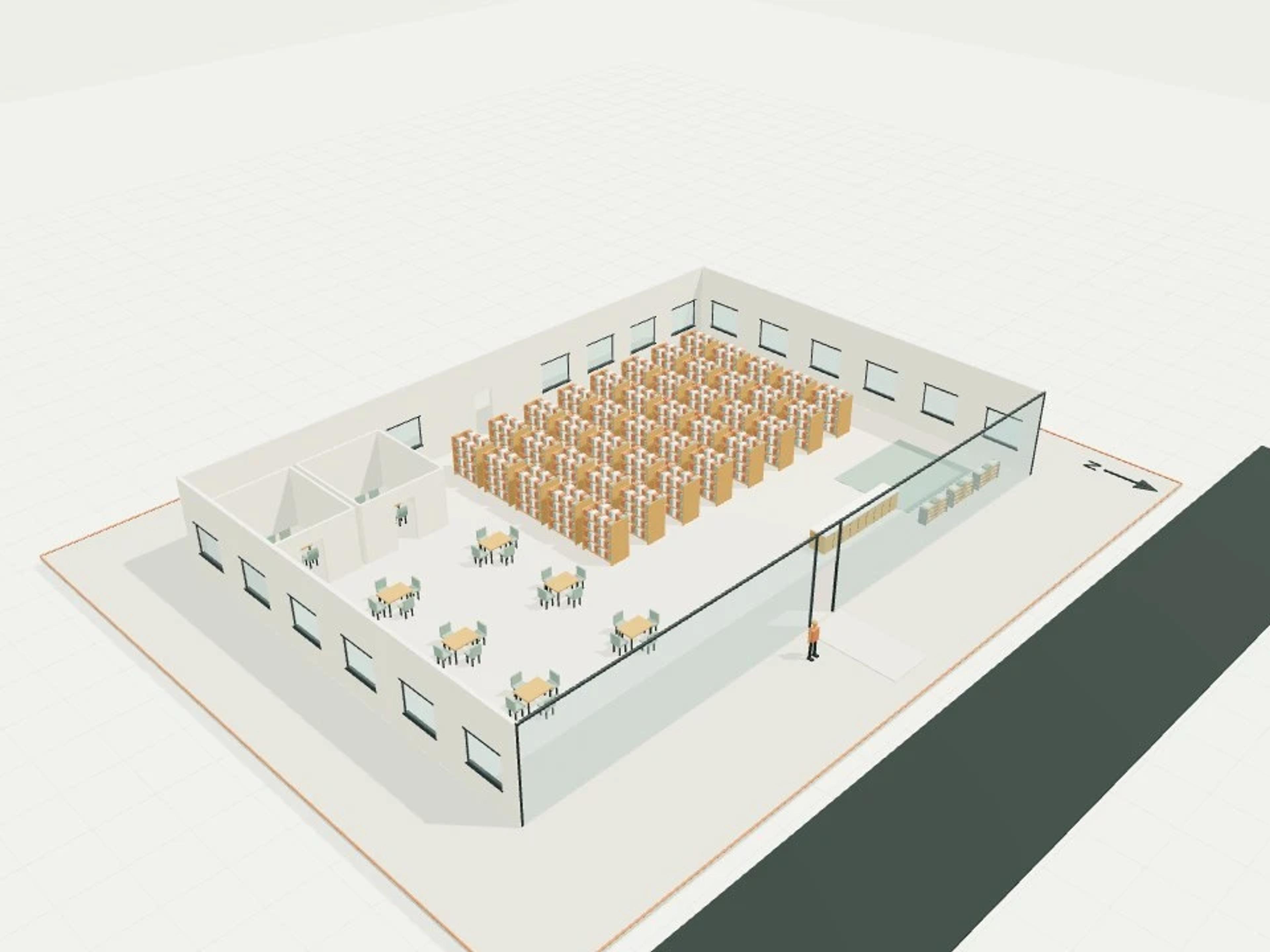 Small library, 600 m²