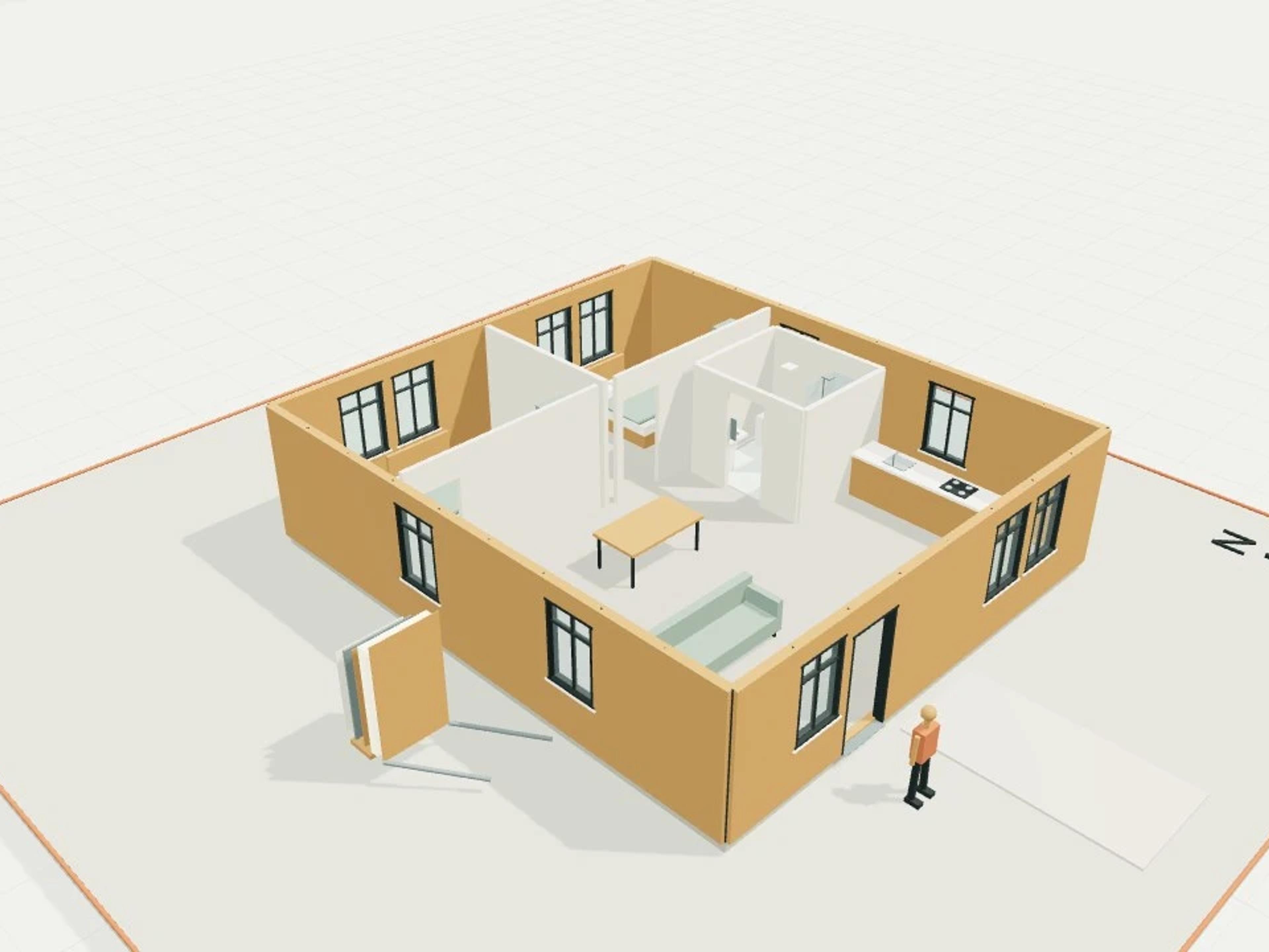 Panelised SIP house kit and assembly cutaway