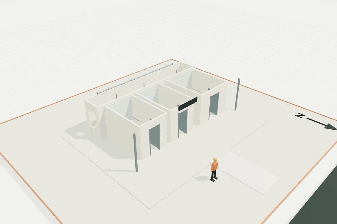 Public toilet block, accessible unit + durable service spine