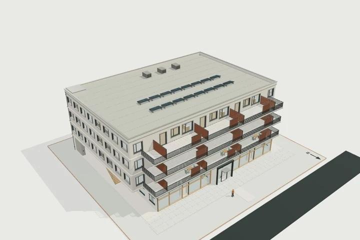 Retail podium, 2 shops + 18 apartments