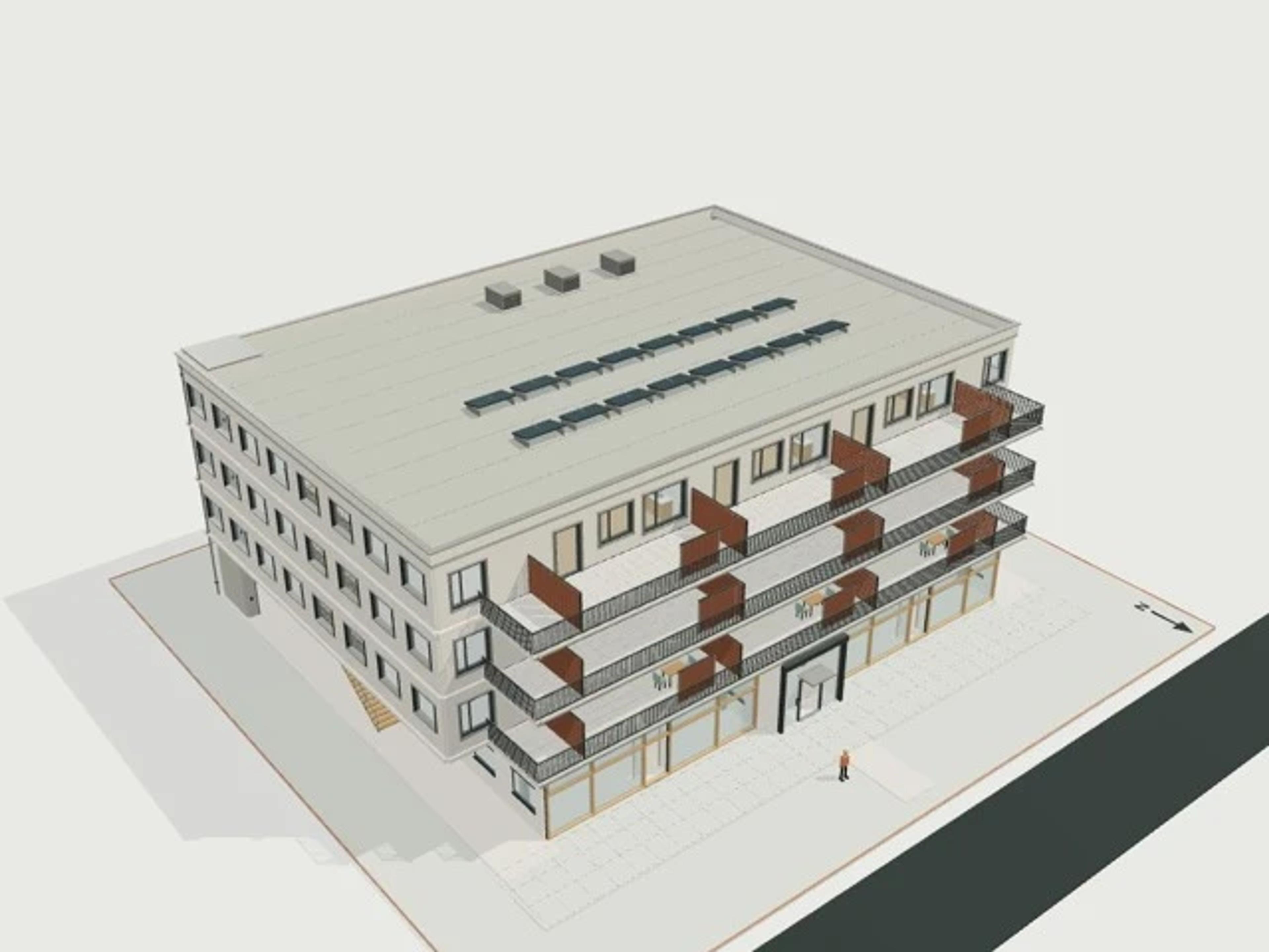 Retail podium, 2 shops + 18 apartments