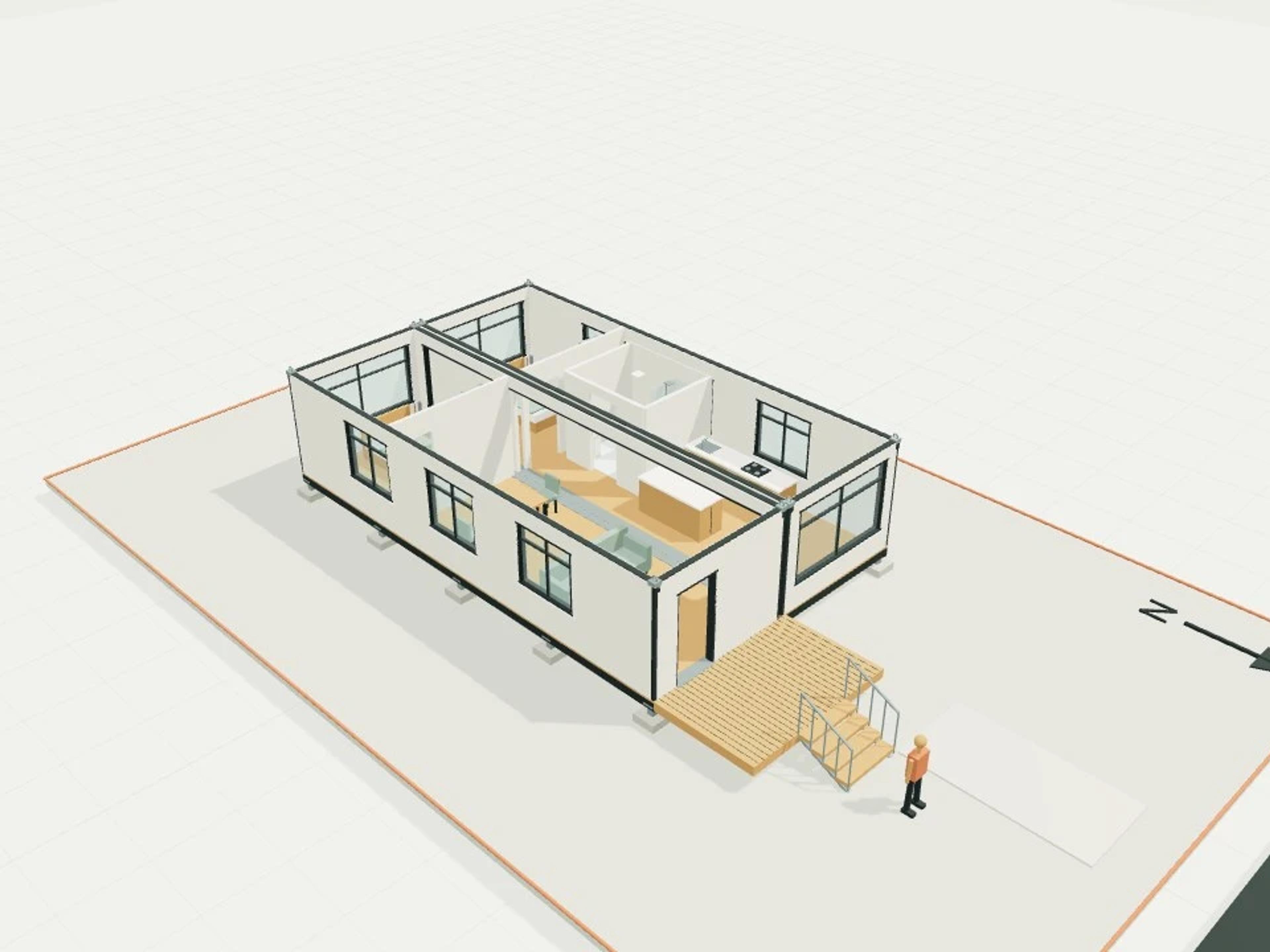 Two-module transportable home, 90 m²